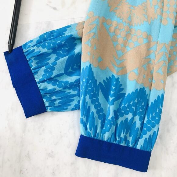 TRINA TURK Silk Blend Mini-Dress Cover-Up XS-S Blue Tunic *Missing Size Tag EUC - Picture 7 of 7